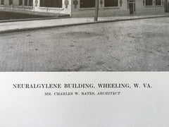 Neuralgylene Building, Wheeling, WV, 1916, Lithograph. Charles Bates