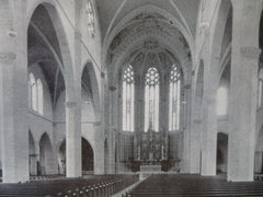 St. Florian Church, Interior, Detroit, MI, 1929, Lithograph. Cram & Ferguson