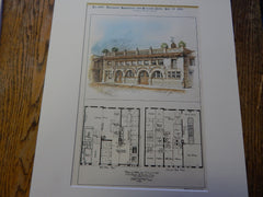 Stable for George G. Hall, Boston, MA 1896. Original Plan. Hand-colored. Whitney Lewis.