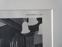Interior, Bertram Hall, Radcliffe College, Cambridge, MA, 1911, Lithograph. A.W. Longfellow
