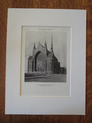 St. Florian Church, Exterior, Detroit, MI, 1929, Lithograph. Cram & Ferguson