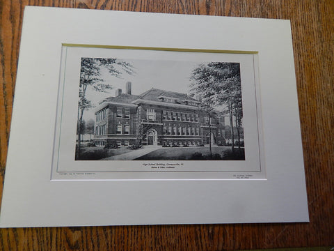 High School Building, Connersville, IL, 1904, Lithograph. Patton & Miller.