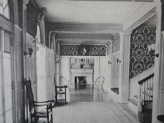 Interior, Bertram Hall, Radcliffe College, Cambridge, MA, 1911, Lithograph. A.W. Longfellow