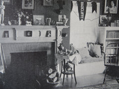 Interior, Bertram Hall, Radcliffe College, Cambridge, MA, 1911, Lithograph. A.W. Longfellow