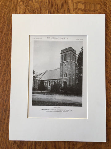 Presbyterian Church, Upper Montclair, NJ, 1916, Lithograph.  Lewis & Wickenhoer