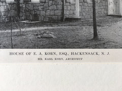 E.A. Korn, Esq. House, Hackensack, NJ, 1916, Lithograph. Karl Korn