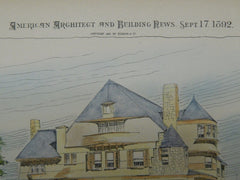 Residence for L. B. Tebbetts, St. Louis, MO, 1892, Original Plan. Theo. C. Link.