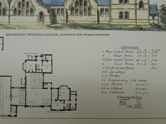 Brookfield National Schools, Highgate Rise, London, UK, 1872, Original Plan. John P. Seddon.