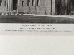 State Normal School, Fresno, CA, 1919, Lithograph. G. McDougall