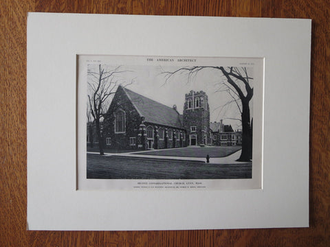 Second Congregational Church, Lynn, MA, 1911, Lithograph. Nelson & Van Wagenen