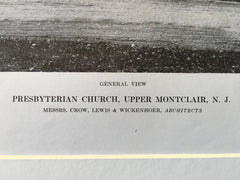 Presbyterian Church, Upper Montclair, NJ, 1916, Lithograph.  Lewis & Wickenhoer