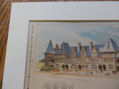 Houses, National Home Building, Brookline MA 1892. Original Plan. Hand Colored. J. Parkinson.