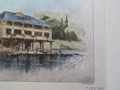 Boat House, Wade Park, Cleveland, OH 1902, Original Plan. Hand-colored. C.F. Scheinfurth
