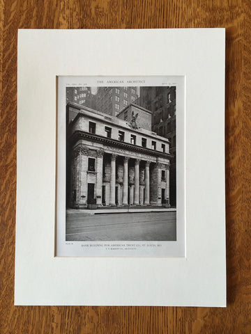 American Trust Bank Building, St. Louis, MO, 1919, Lithograph. T.P. Barnett Co.