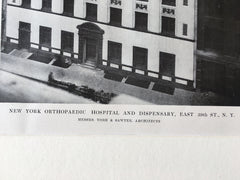 New York Orthopaedic Hospital, E. 59th St., NY, 1916, Lithograph. York & Sawyer
