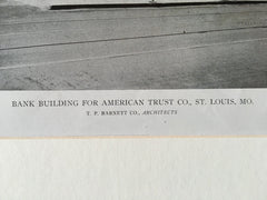 American Trust Bank Building, St. Louis, MO, 1919, Lithograph. T.P. Barnett Co.