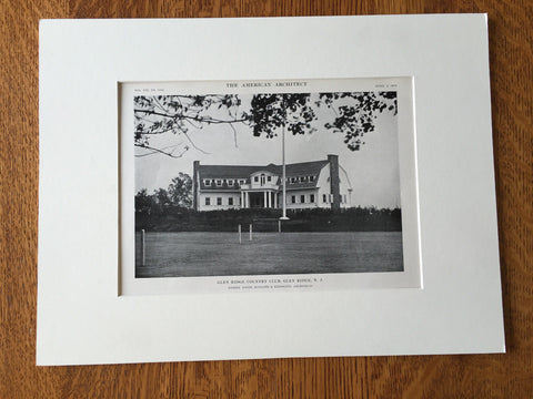 Glen Ridge Country Club, NJ, 1916, Lithograph.  Davis, McGrath & Kiessling