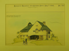 Stable for S. S. Bliss, Buffalo, NY, 1891, Original Plan. Hand-colored. C.D. Swan.