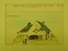 Stable for S. S. Bliss, Buffalo, NY, 1891, Original Plan. Hand-colored. C.D. Swan.