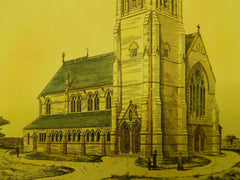 Church of St. Peter-Bury, Manchester, England, 1872, Original Plan. Hand-Colored. Maycock & Bell.