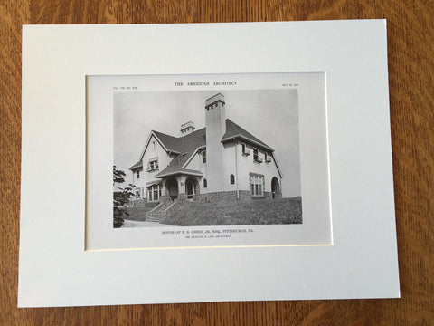 House of H.B. Chess, Jr., Esq., Pittsburgh, PA, 1916, Lithograph. Edward B. Lee