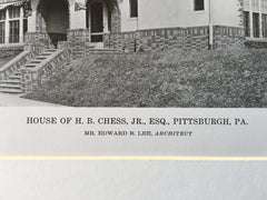 House of H.B. Chess, Jr., Esq., Pittsburgh, PA, 1916, Lithograph. Edward B. Lee