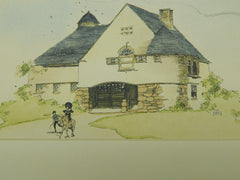 Stable for S. S. Bliss, Buffalo, NY, 1891, Original Plan. Hand-colored. C.D. Swan.