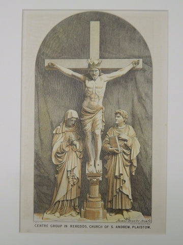 Statues, Church of St. Andrew, Plaistow, England, 1872, Original Plan. James Brooks.