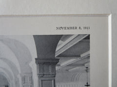 Interior, Town Hall, Lancaster, MA, 1911, Lithograph. A.W. Longfellow