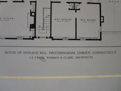 Donald Frothingham House, Darien, CT, 1929, Lithograph. La Farge, Warren & Clark