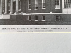 Muhlenberg Hospital, Plainfield, NJ, 1916, Lithograph.  Lewis & Wickenhoefer