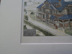 House for C. J. Carpender, New Brunswick, NJ 1879, Original Plan. Hand-colored.  Potter & Robertson.