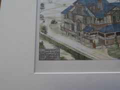 House for C. J. Carpender, New Brunswick, NJ 1879, Original Plan. Hand-colored.  Potter & Robertson.
