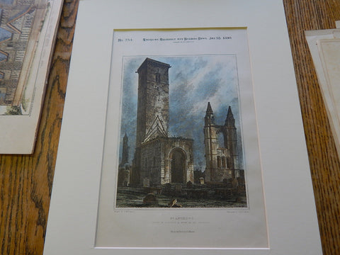 St. Andrew's Church, St. Andrew's, Scotland, UK 1890, Original Rendition. W.W. Billings