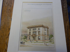 Residence of F. A. Drew, St. Louis, MO 1896. Original Plan. Hand-colored. Barnett & Haynes.