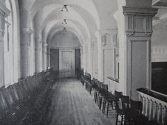 Interior, Town Hall, Lancaster, MA, 1911, Lithograph. A.W. Longfellow