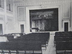 Interior, Town Hall, Lancaster, MA, 1911, Lithograph. A.W. Longfellow