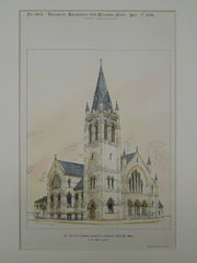St. Philip's Catholic Church, Boston, MA, 1896, Original Plan. Hand-colored. P.W. Ford.