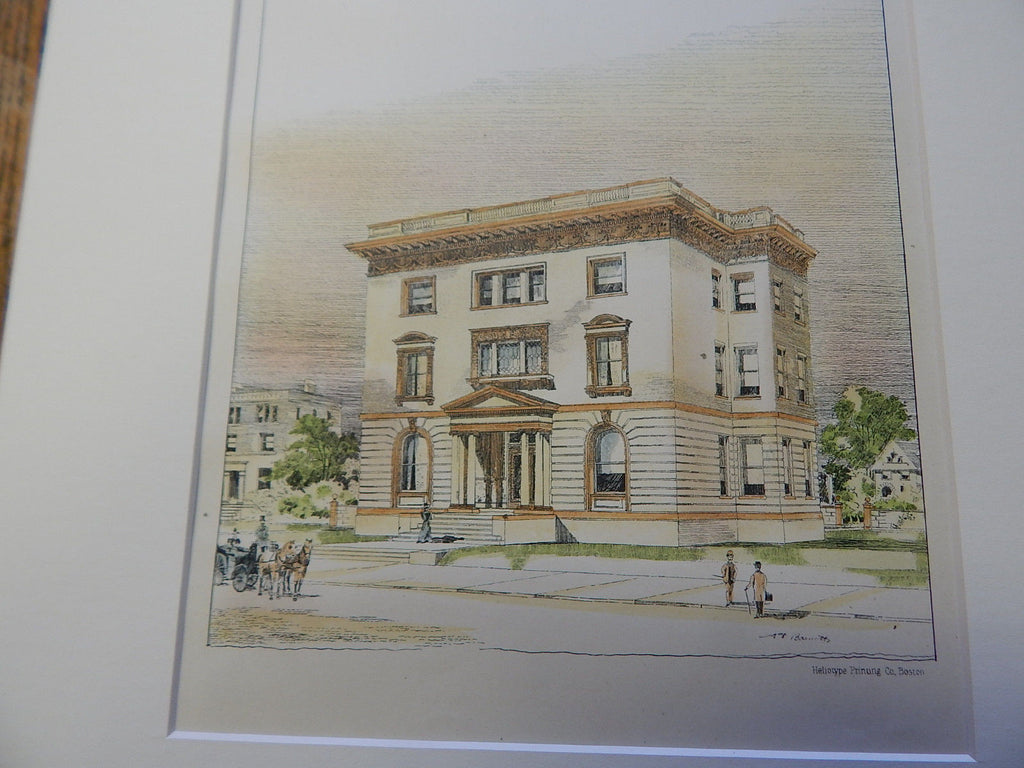 Residence of F. A. Drew, St. Louis, MO 1896. Original Plan. Hand-colored. Barnett & Haynes.