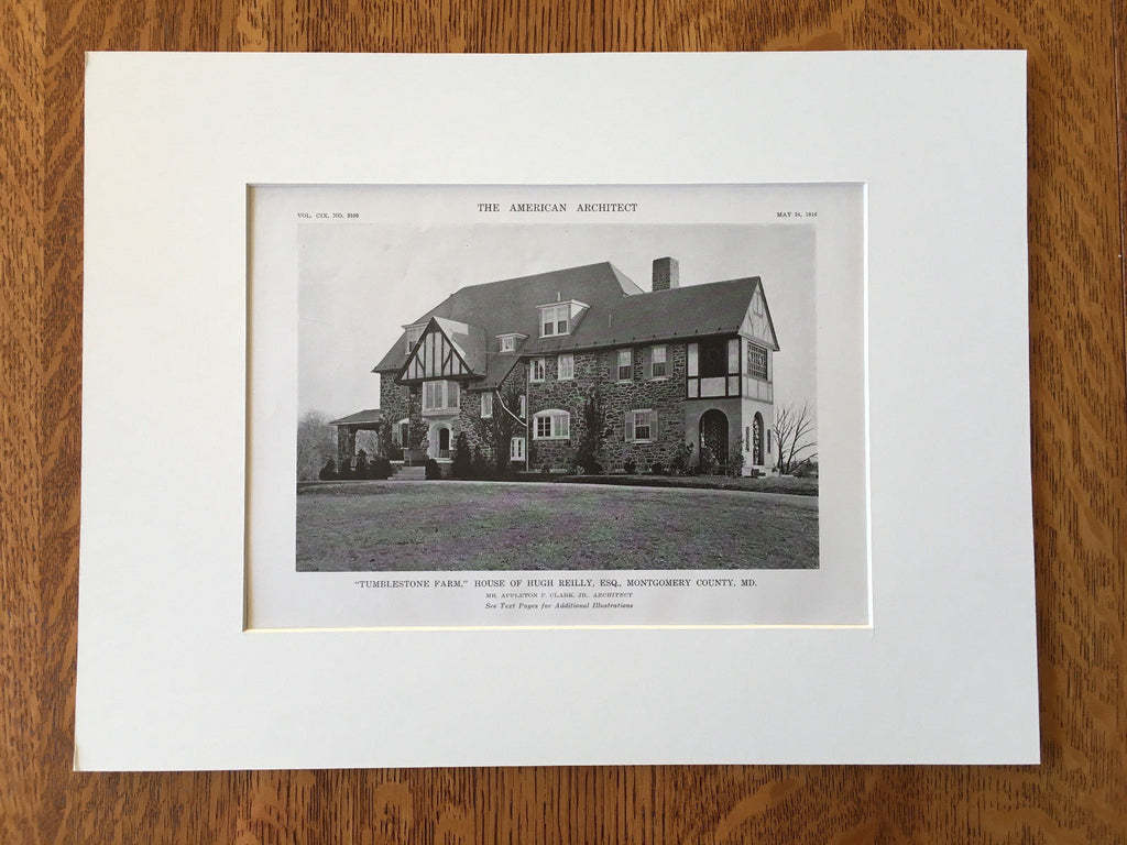House of Hugh Reilly, Montgomery County, MD, 1916, Lithograph. A.P. Clark.