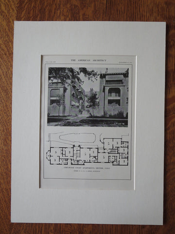 Chelwood Court Apartments, Denver, CO, 1911, Lithograph. W.E. & A.A. Fisher