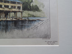 Boat House, Wade Park, Cleveland, OH 1902, Original Plan. Hand-colored. C.F. Scheinfurth