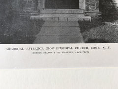Zion Episcopal Church Entrance, Rome, NY, 1916, Lithograph. Nelson & Wagenen