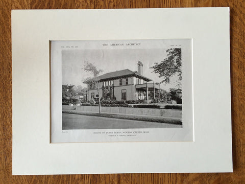 James Burns House, Newton Center, MA, 1919, Lithograph.  Coolidge & Carlson