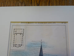 Lafayette Square Presbyterian Church, Baltimore, MD 1879, Original Plan. Dixon & Carson.