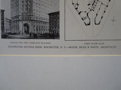 Rochester Savings Bank, Rochester, NY, 1929, Lithograph. McKim, Mead & White