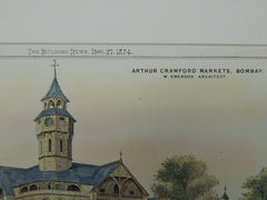 Arthur Crawford Markets, Bombay, India, 1874, Original Plan. W. Emerson.