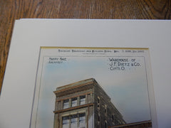 Warehouse of J. F. Dietz, Cincinnati, OH 1896. Original Plan. Hand-colored. Harry Hake.