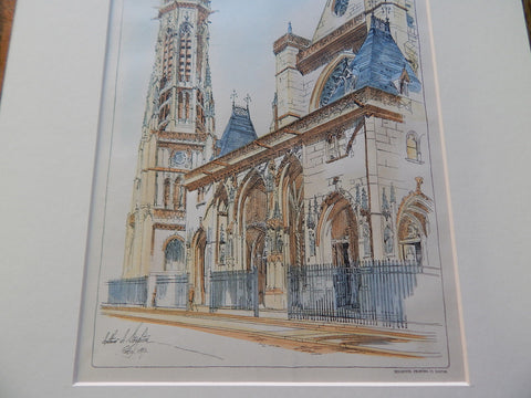 St. Germain L'Auxerrois, Paris, France 1895. Original Plan. Hand Colored.
