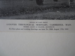 Andover Theological Seminary, Cambridge, MA, 1911, Lithograph. Allen & Collens